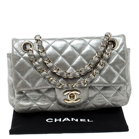 chanel silver mini|chanel mini flap bag with top handle.